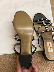 VALENTINO 26S ROCKSTUD HIGH HEEL SANDALS IN BLACK CALFSKIN