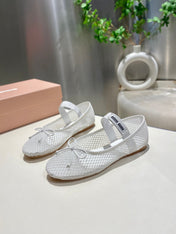 MARY JANE FLAT IN WHITE MESH