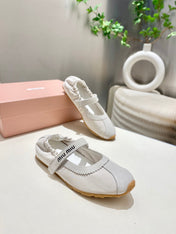 MIUMIU 26S RUCHES NAPPA BALLERINAS IN CREAM WHITE SUEDE AND FABRIC