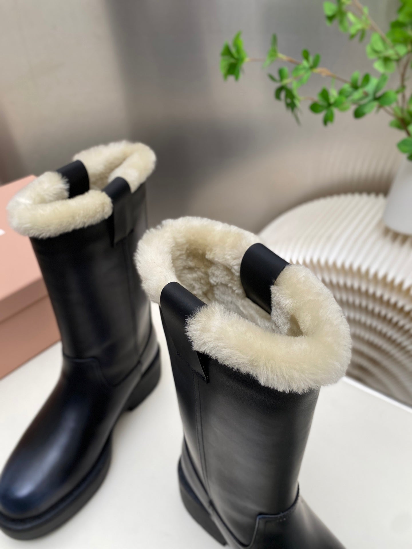 MIUMIU 26S MID CALF BOOT IN BLACK CALFSKIN