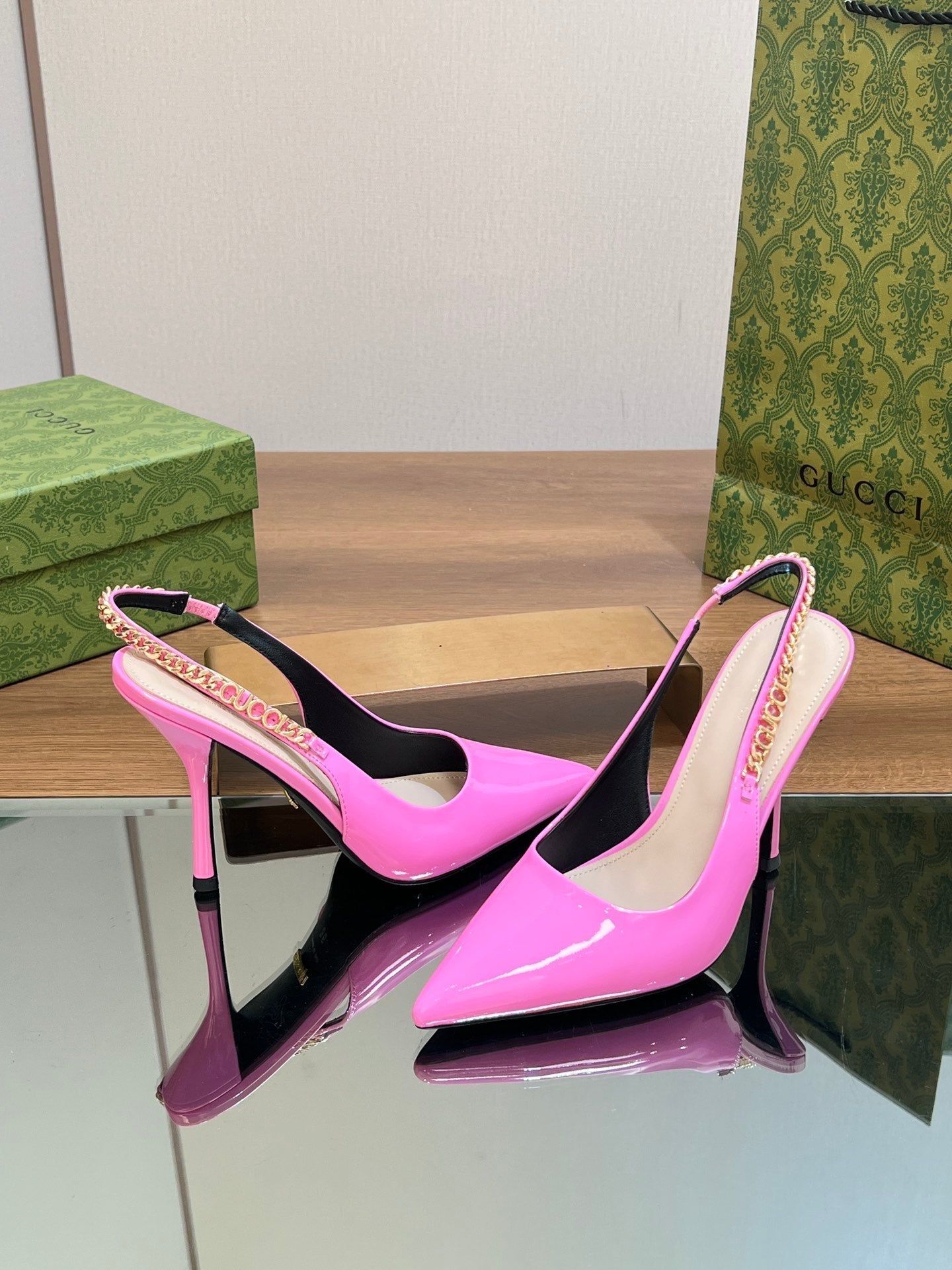 GG SIGNORIA SLINGBACK PUMP BRIGHT PINK LAMBSKIN