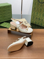 GG HORSEBIT PUMP WHITE GLOSSY LAMBSKIN