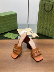 GG SIGNORIA SLIDE SANDAL CARAMEL DENIM