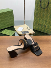 GG SIGNORIA SLIDE SANDAL BLACK DENIM