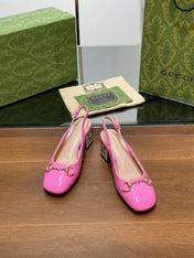 WOMEN'S HORSEBIT SLINGBACK 55MM IN FUSCIA PINK CALFSKIN WITH RHINSTONES