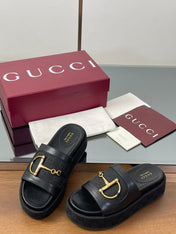 HIGH 5.5 CM WEDGE SANDALS IN BLACK CALFSKIN AND FABRIC
