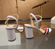 GG HIGH HEELS SANDAL 80 IN WHITE CALFSKIN MIX FABRIC