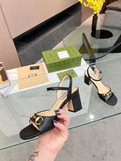 GG HIGH HEELS SANDALS 60 IN BLACK LAMBSKIN