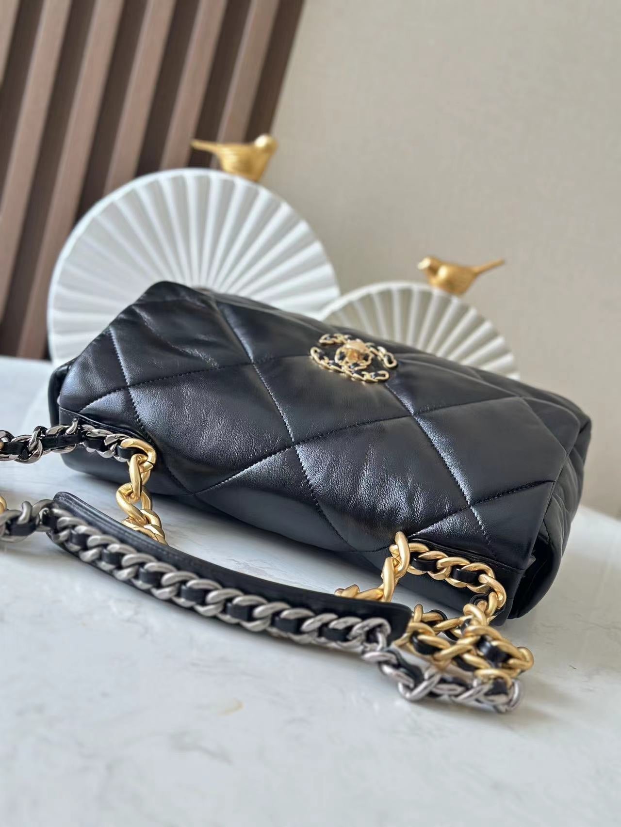 CHANEL 26S FLAP BAG 32 IN BLACK LAMBSKIN