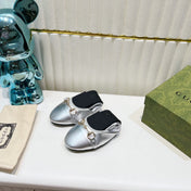 GG BALLET SUPER SLIM BUCKLE SILVER LAMBSKIN
