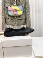 THE ROW 26S BALLET FLATS IN BLACK CALFSKIN ELASTIC TRIM WITH BOW