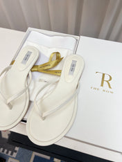 THE ROW 26S THONG SANDALS IN WHITE CALFSKIN