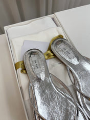 THE ROW 26S THONG SANDALS IN SILVER CALFSKIN