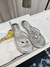 THE ROW 26S THONG SANDALS IN SILVER CALFSKIN