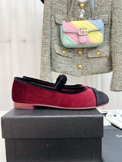 CC MARY JANE FLAT IN RED AND BLACK VELVET