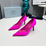 PRADA 26S POINTED TOE PUMPS STILETTO HEEL 80MM IN FUCHSIA PINK SATIN