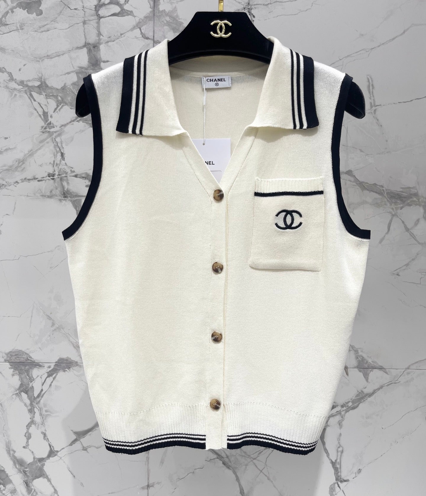 CHANEL 26S SLEEVELESS KNIT TOP 1417