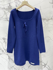 MIUMIU 26S SQUARE-NECK KNIT MINI DRESS 1407