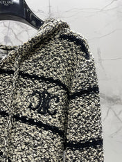 CELINE 26S FRAYED STRIPED KNIT HOODIE 638