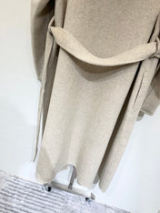 HERMES 25S KNIT HOODED COAT WITH SHEARLING TRIM 216
