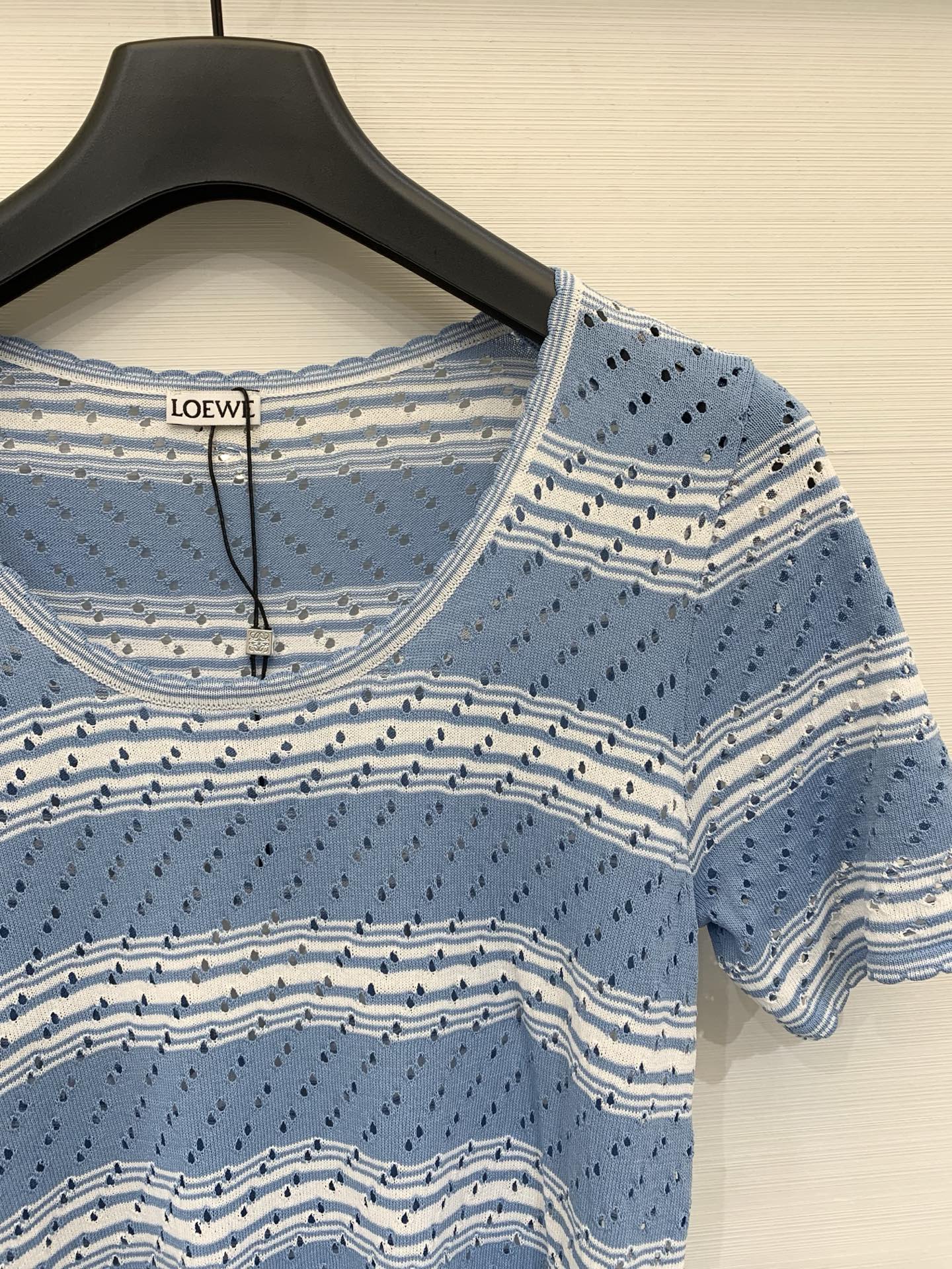 LOEWE 26S SHORT SLEEVE STRIPED KNIT TOP 524
