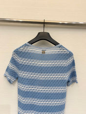 LOEWE 26S SHORT SLEEVE STRIPED KNIT TOP 524
