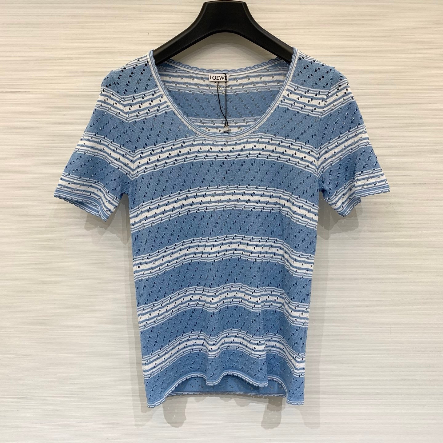 LOEWE 26S SHORT SLEEVE STRIPED KNIT TOP 524