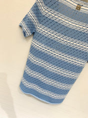LOEWE 26S SHORT SLEEVE STRIPED KNIT TOP 524