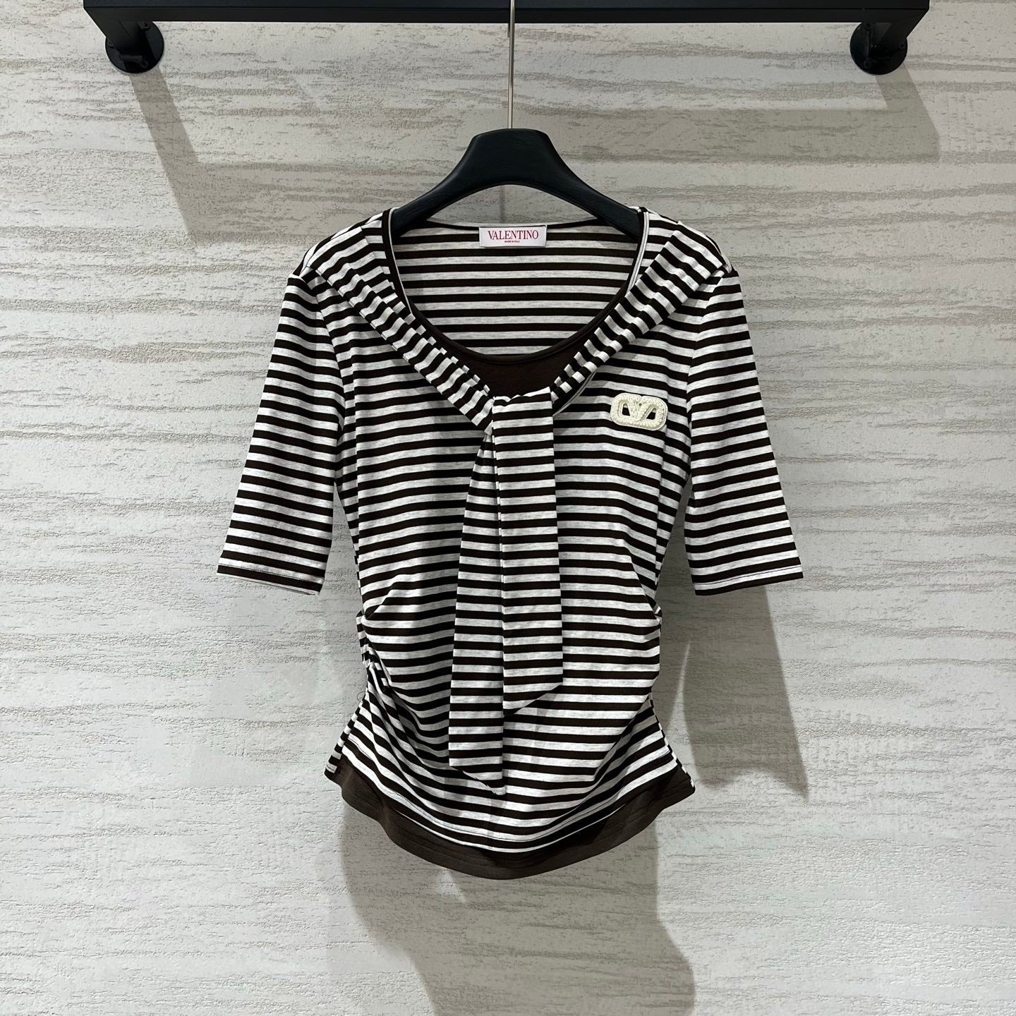 VALENTINO 26S STRIPED TIE-NECK T-SHIRT 358
