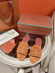 Summer Charms Sandals in Red-Orange Suede Maroon Lambskin