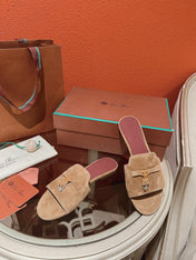 Summer Charms Sandals in Mocha Suede Maroon Lambskin