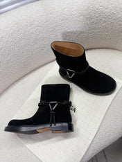 BOTTEGA VENETA 26S ANKLE BOOTS IN BLACK SUEDE WITH ROPE DETAIL