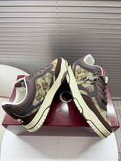 GUCCI 26S MAC80 SNEAKER IN BEIGE CANVAS AND DARK BROWN LEATHER