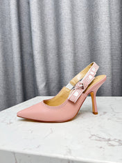 J'ADIOR SLINGBACK PUMP LIGHT PINK CALFSKIN AND EMBROIDERED FABRIC 10 CM