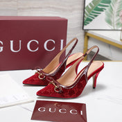 GUCCI 26S SLINGBACK PUMPS 100MM IN DARK RED VELVET GOLD HARDWARE WITH BOW