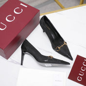 GUCCI 26S HORSEBIT PUMPS 85 MM IN BLACK CANVAS AND CALFSKIN