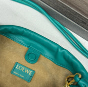 LOE 23 FLAMENCO PURSE BUCKET IN TEAL GREEN LAMBSKIN