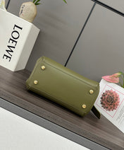 LOEWE 25S MEDIUM MADRID BAG 23 IN OLIVE GREEN CALFSKIN GOLD HARDWARE
