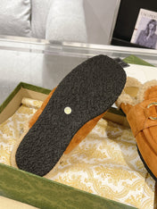 HORSEBIT MULE IN BRONZE ORANGE SUEDE AND FLEECE LINING