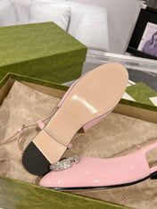 METALIC SLINGBACK FLATS IN ROSE PINK CALFSKIN