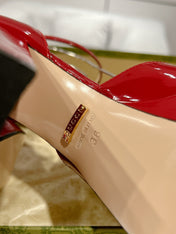 HIGH SANDAL SQUARE HEEL 12 CM IN CHERRY RED CALFSKIN