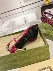 GG SLINGBACK HIGH HEEL PUMP MAGENTA VELVET