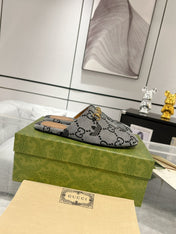 GG & ADIDAS MULE HORSEBIT BUCKLE LIGHT GRAY CANVAS