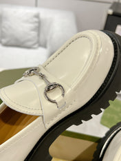 GG LOAFER WITH HORSEBIT WHITE CALFSKIN