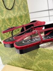 GG SLINGBACK FLATS CHERRY VELVET