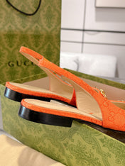 GG HORSEBIT SLINGBACK BALLET FLAT ORANGE CANVAS