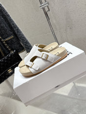 LOEWE 26S EASE SLIDE IN WHITE SUEDE