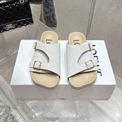 LOEWE 26S EASE SLIDE IN WHITE SUEDE
