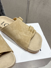 LOEWE 26S EASE SLIDE IN BEIGE SUEDE
