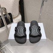CELINE 26S TRIOMPHE SLIDES IN BLACK CALFSKIN